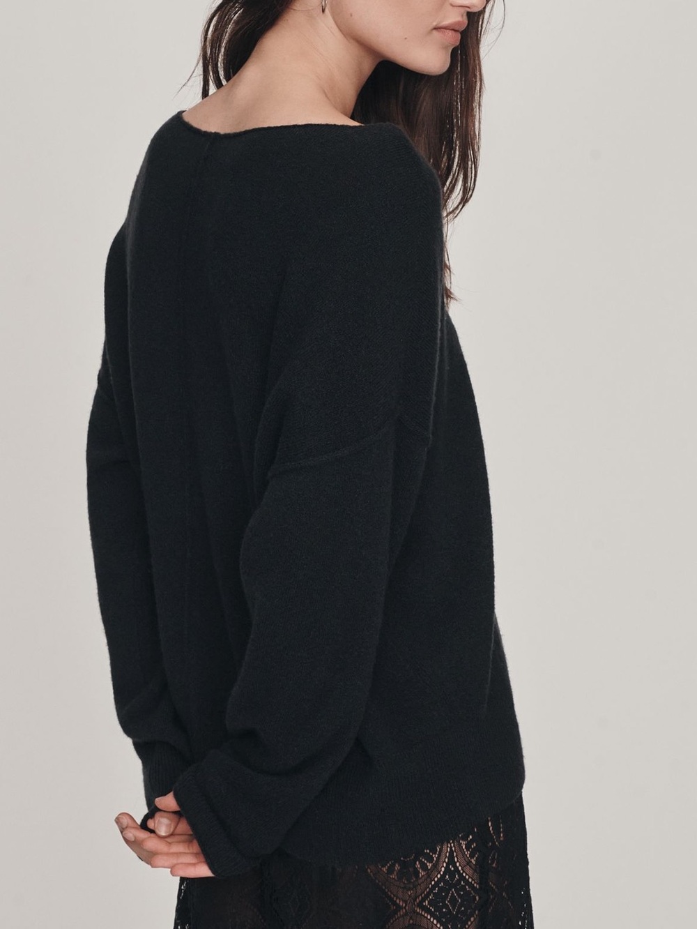 Anthropologie Haley Boatneck Sweater Wool Blend Long Sleeve New Black Small - Picture 3 of 15